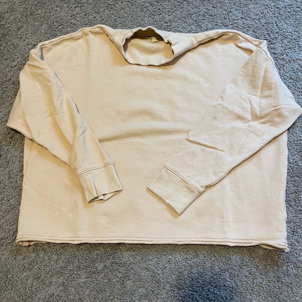 Madewell size medium light pink cropped mock neck sweatshirt